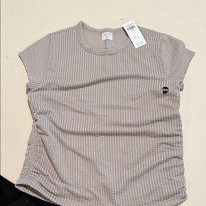 abercrombie kids Ribbed Short Sleeve Tee in Taupe